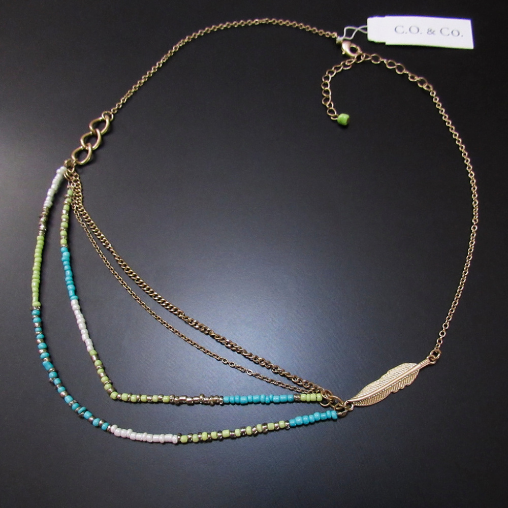 FINAL PRICE C.O.&Co. Gold Feather Bead Necklace